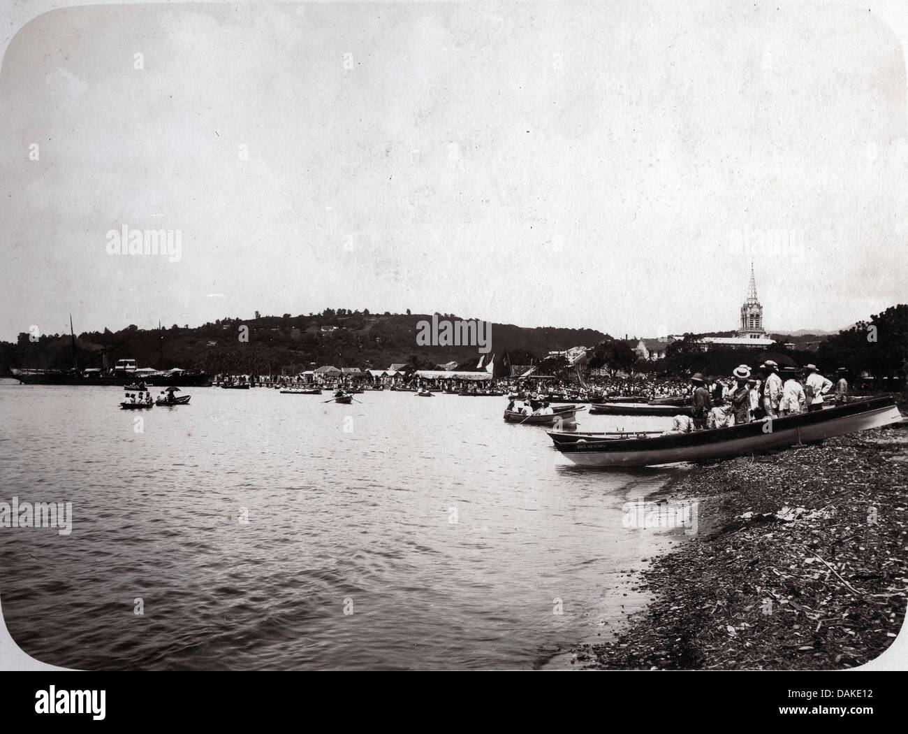 Courses de canot, Festival de Sept 22, Fort de France, Martinique, 1901 Banque D'Images