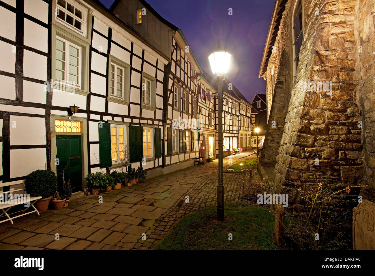 Maisons à pans de bois de la vieille ville de Hattingen, Allemagne, Rhénanie du Nord-Westphalie, Ruhr, Hattingen Banque D'Images