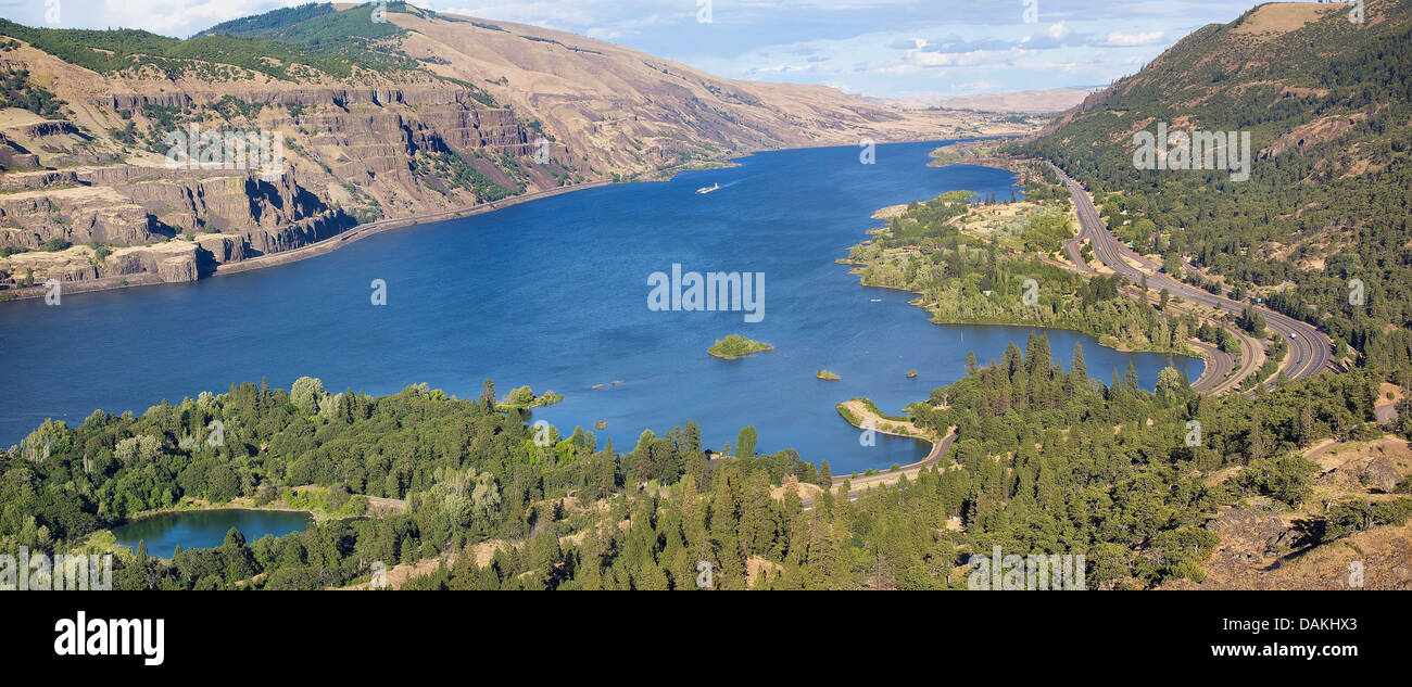 Vue de la gorge de la rivière Columbia de l'Oregon et l'État de Washington de Rowena Panorama Crest Banque D'Images