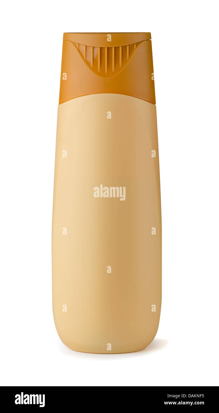 Brown bouteille de lotion de bronzage de Sunless isolated on white Banque D'Images
