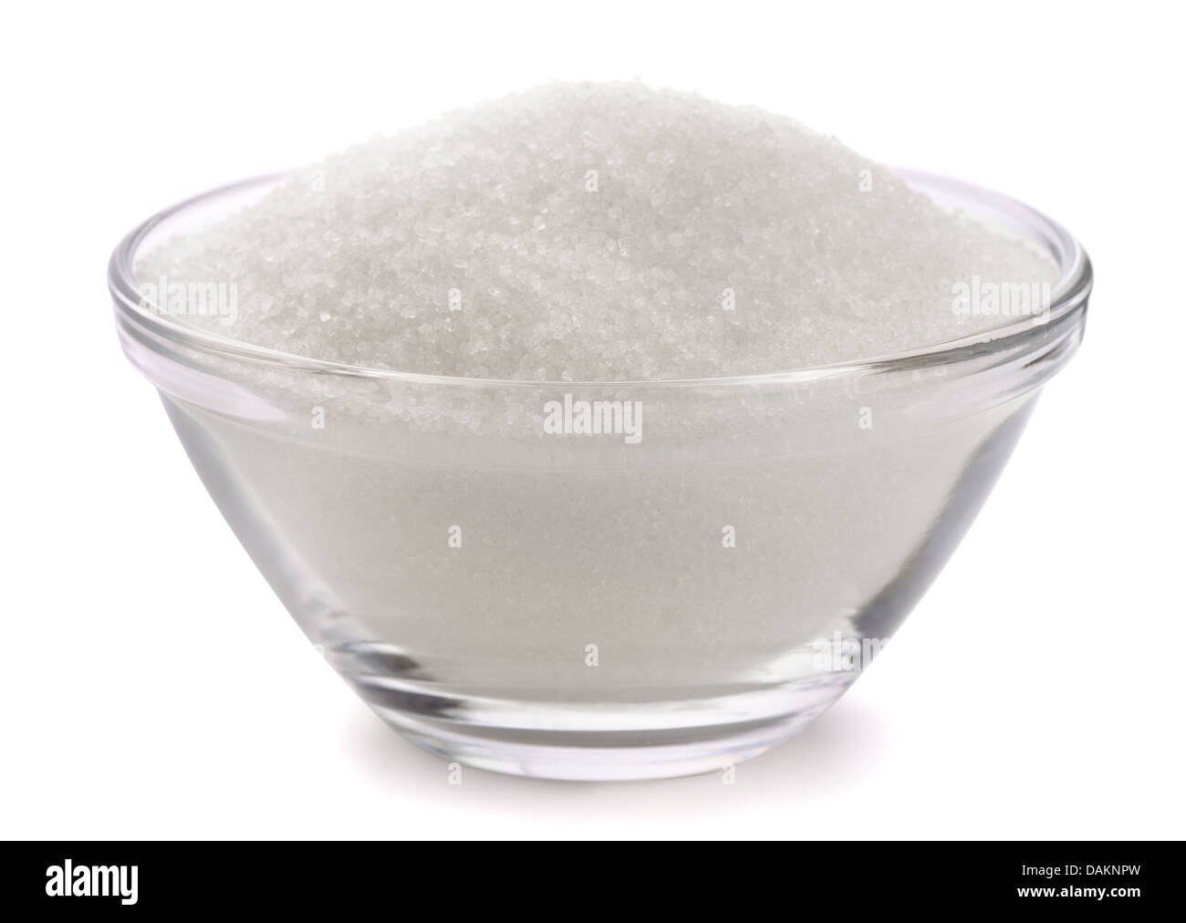 Bol en verre en sucre isolated on white Banque D'Images