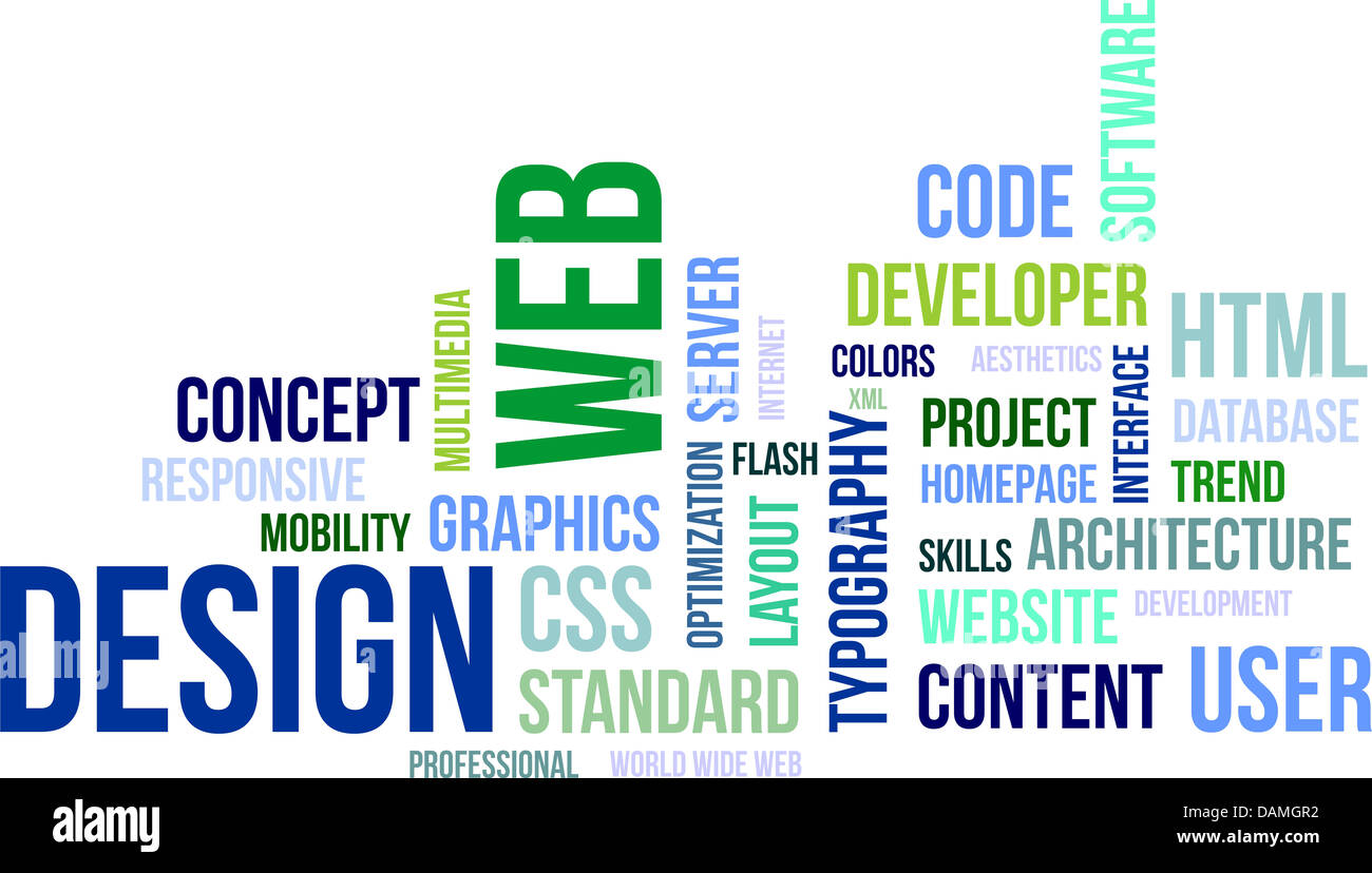 Un nuage de mots de web design Articles connexes Banque D'Images