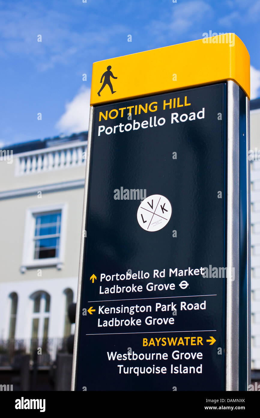 Plaque de rue Portobello road à Notting Hill, Londres Banque D'Images