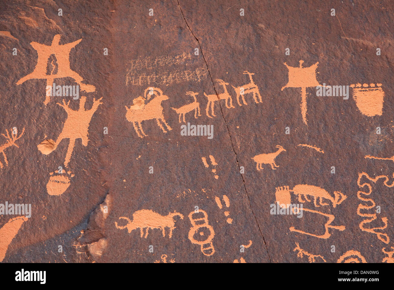 USA, Utah, Presse Rock Site Historique National, panneau de pétroglyphes Banque D'Images