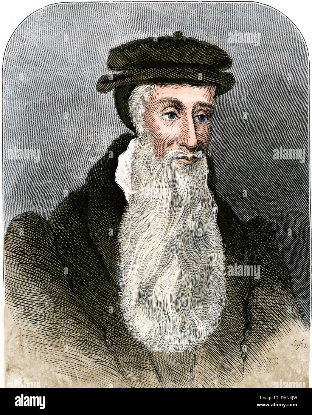 John Knox, réformateur religieux. À la main, gravure sur bois Banque D'Images