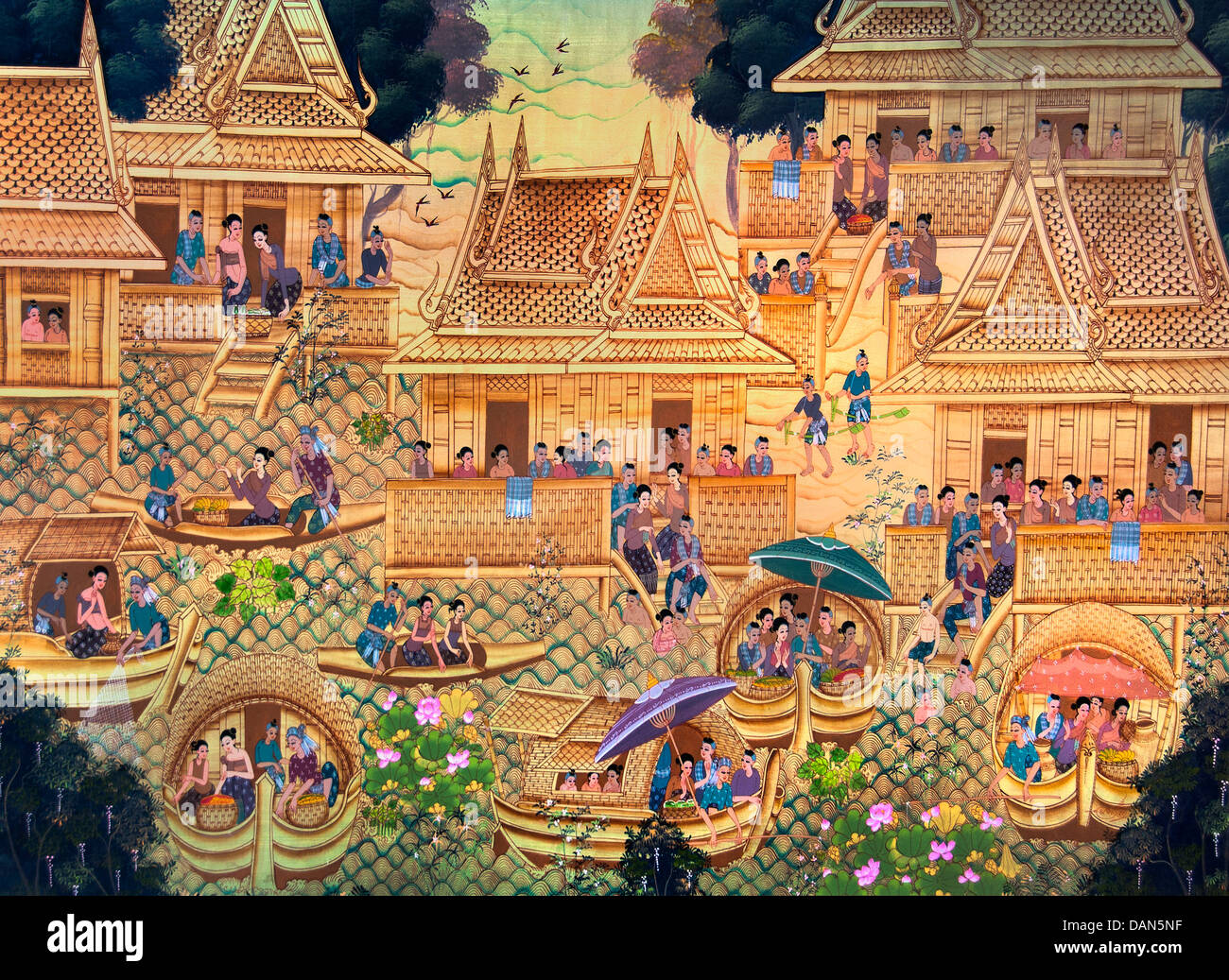 Temple bouddhiste thaïlandais Thaïlande galerie de peinture Banque D'Images