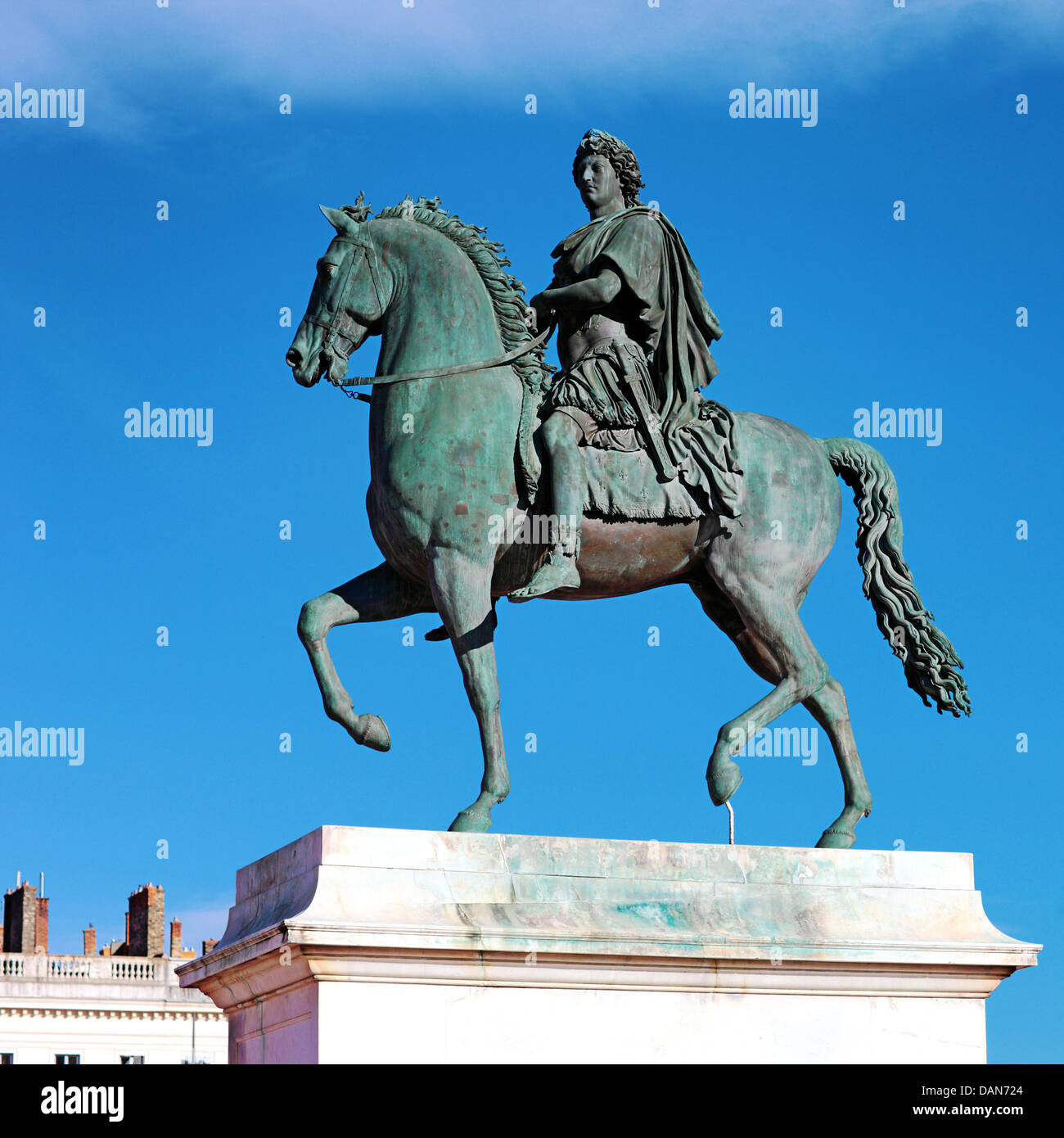 Statue équestre de Louis XIV, Place Bellecour à Lyon, France Banque D'Images