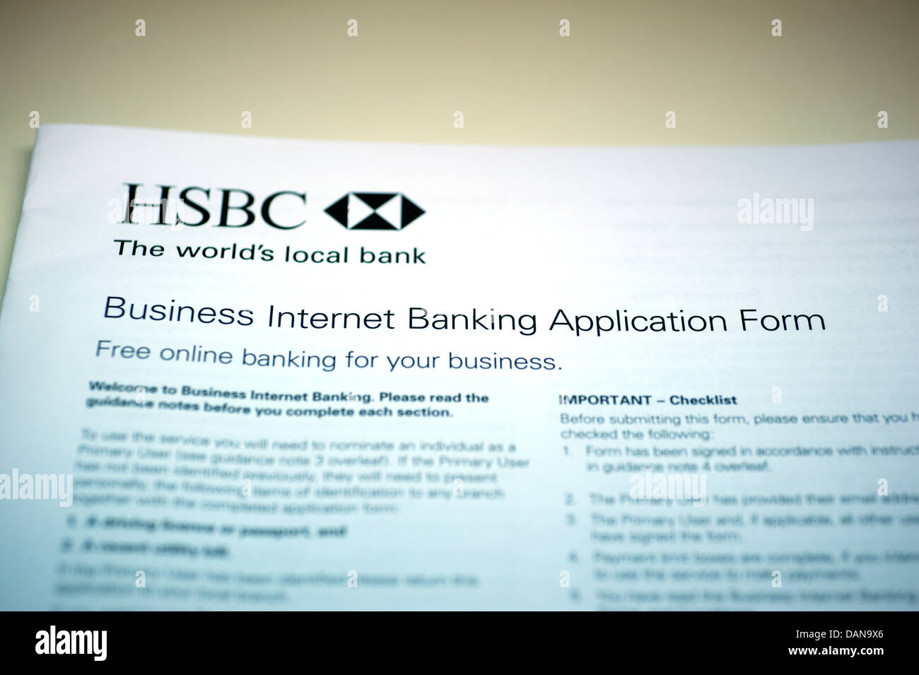 La Banque HSBC Business Internet Banking Banque D'Images