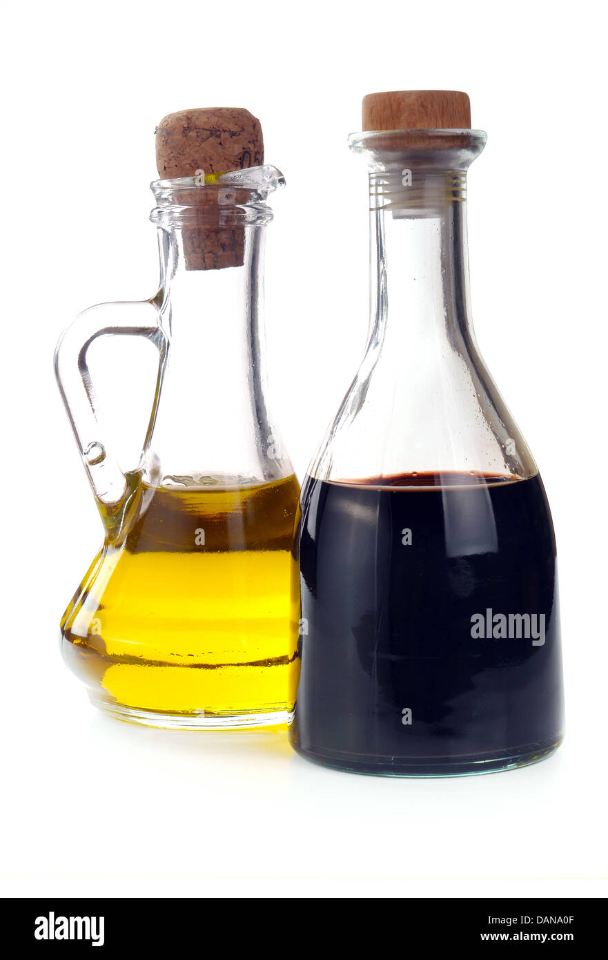 Vinaigre balsamique et huile d'olive dans un verre Banque D'Images