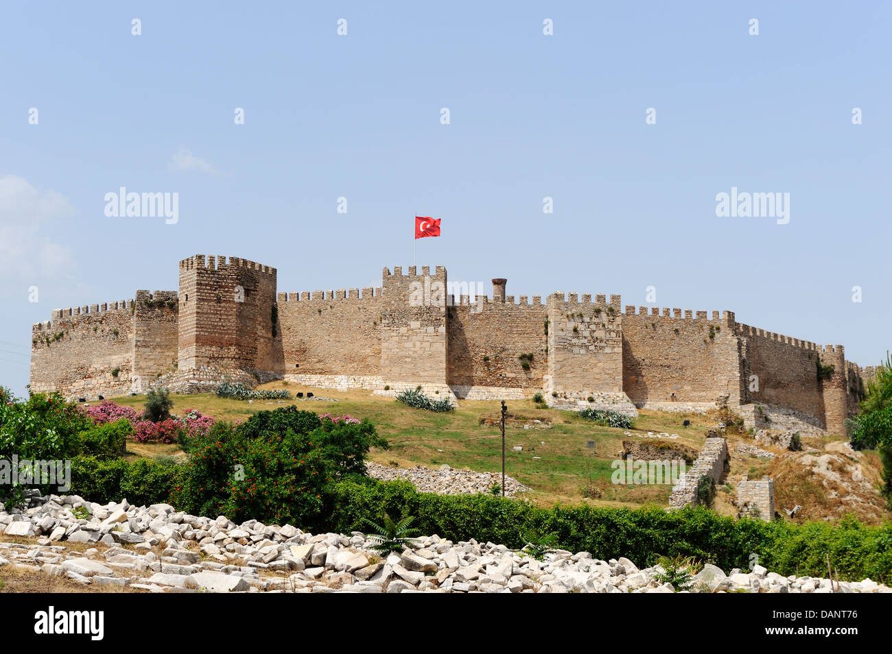 Citadelle Byzantine Ayasuluk (6e siècle) avec vue sur la côte égéenne, Selcuk, Turquie Banque D'Images