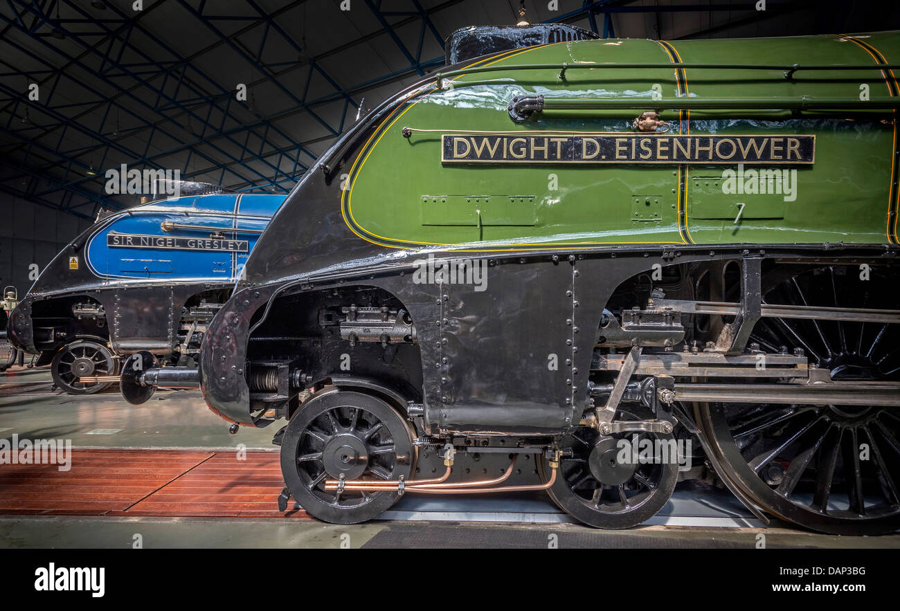 Le grand rassemblement d'un4 Pacific locos. Dwight D. Eisenhower et le le Sir Nigel Gresley. Banque D'Images
