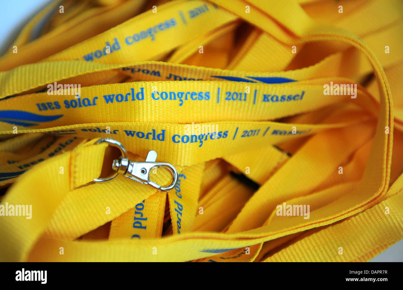 Longes sont offerts à la réception lors de la conférence de presse sur le Congrès mondial de l'énergie solaire à Kassel, Allemagne, 29 août 2011. Des centaines de scientifiques internationaux, les politiciens et les entrepreneurs devront répondre au congrès pour discuter de l'évolution. Photo : UWE ZUCCHI Banque D'Images