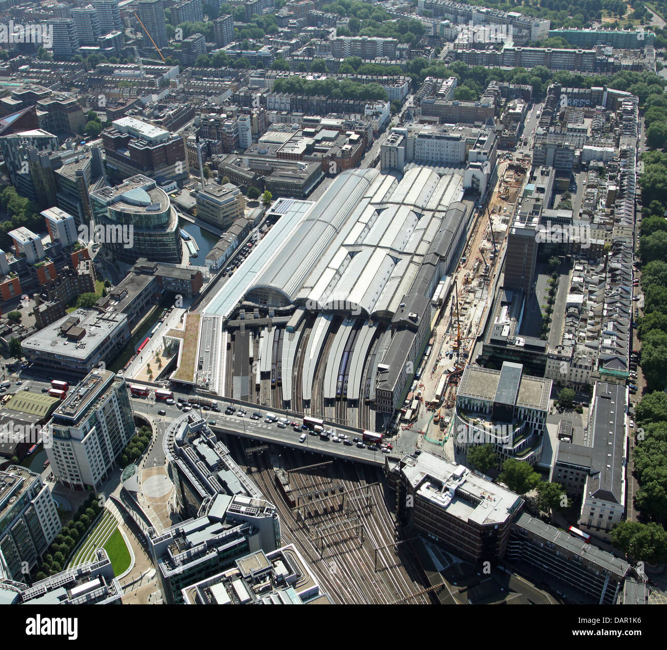 Vue aérienne de la gare de Paddington à Londres W2 Banque D'Images