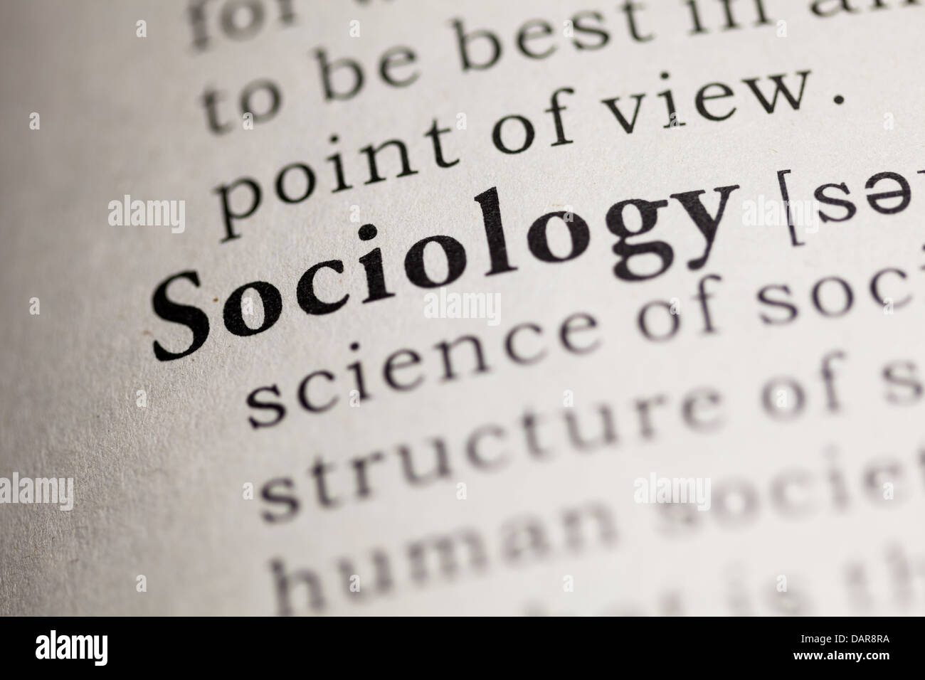 Faux dictionnaire, dictionnaire définition du mot sociologie. Banque D'Images