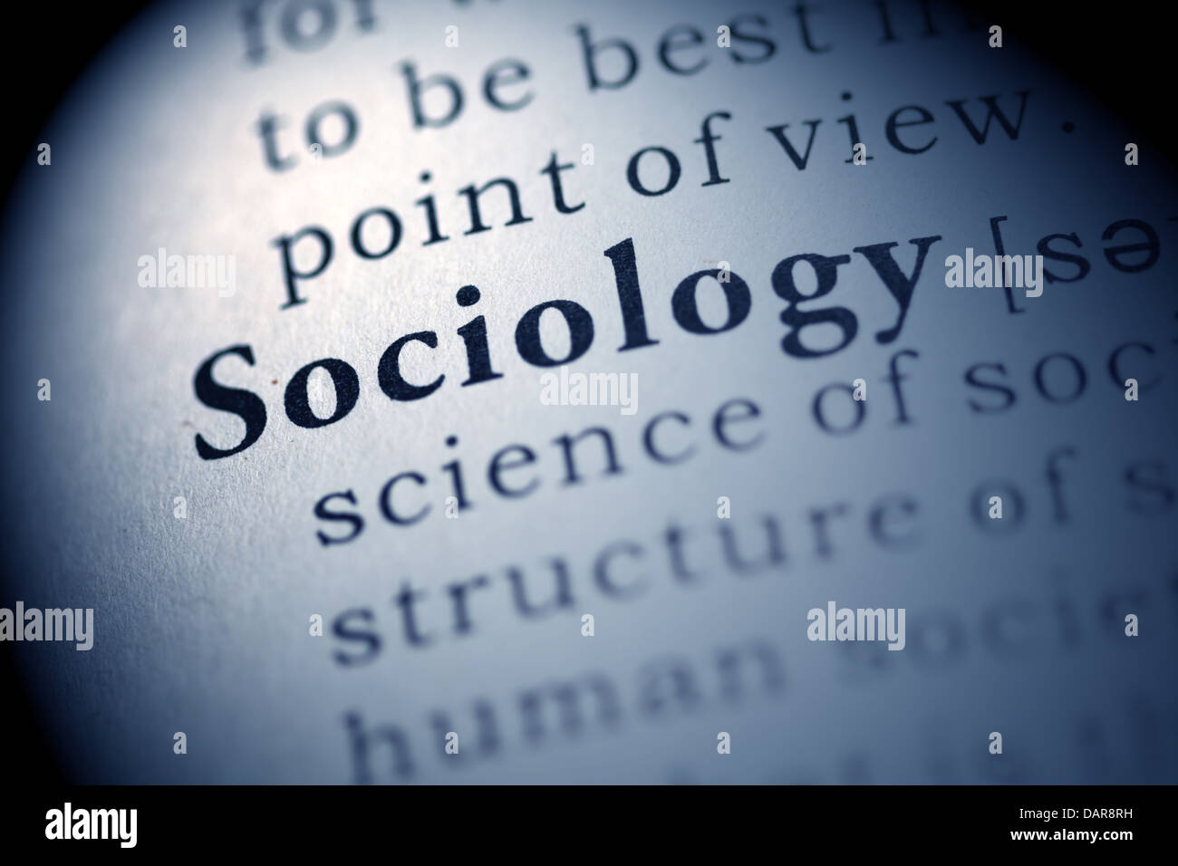 Faux dictionnaire, dictionnaire définition du mot sociologie. Banque D'Images