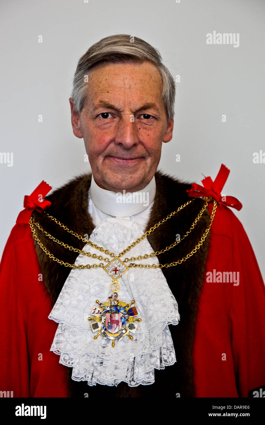 Shérif de la ville de Londres, Nigel Pullman, à l'Old Bailey, la Cour Criminelle Centrale, ville de Londres. Banque D'Images