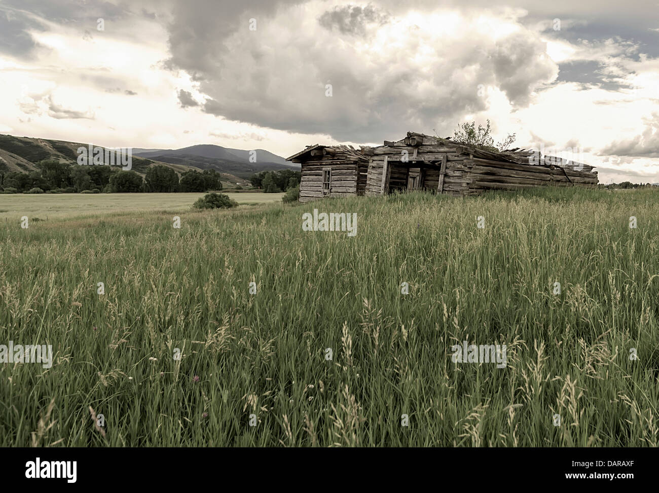 Vieilles granges dans le Colorado, Yampa Banque D'Images