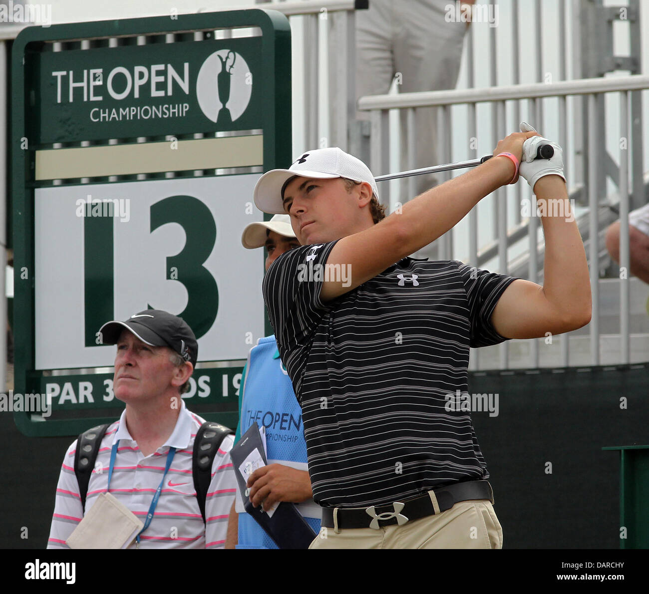 Muirfield, East Lothian, en Ecosse. 17 juillet, 2013. American Jordan Spieth en action au cours d'une ronde de pratique avant l'Open de Golf de Muirfield. Le 2013 Chzmpionship ouvert sera le 142e Open Championship tenue 18-21 Juillet à Muirfield Golf Links à Bouaye, East Lothian, en Ecosse. Credit : Action Plus Sport/Alamy Live News Banque D'Images