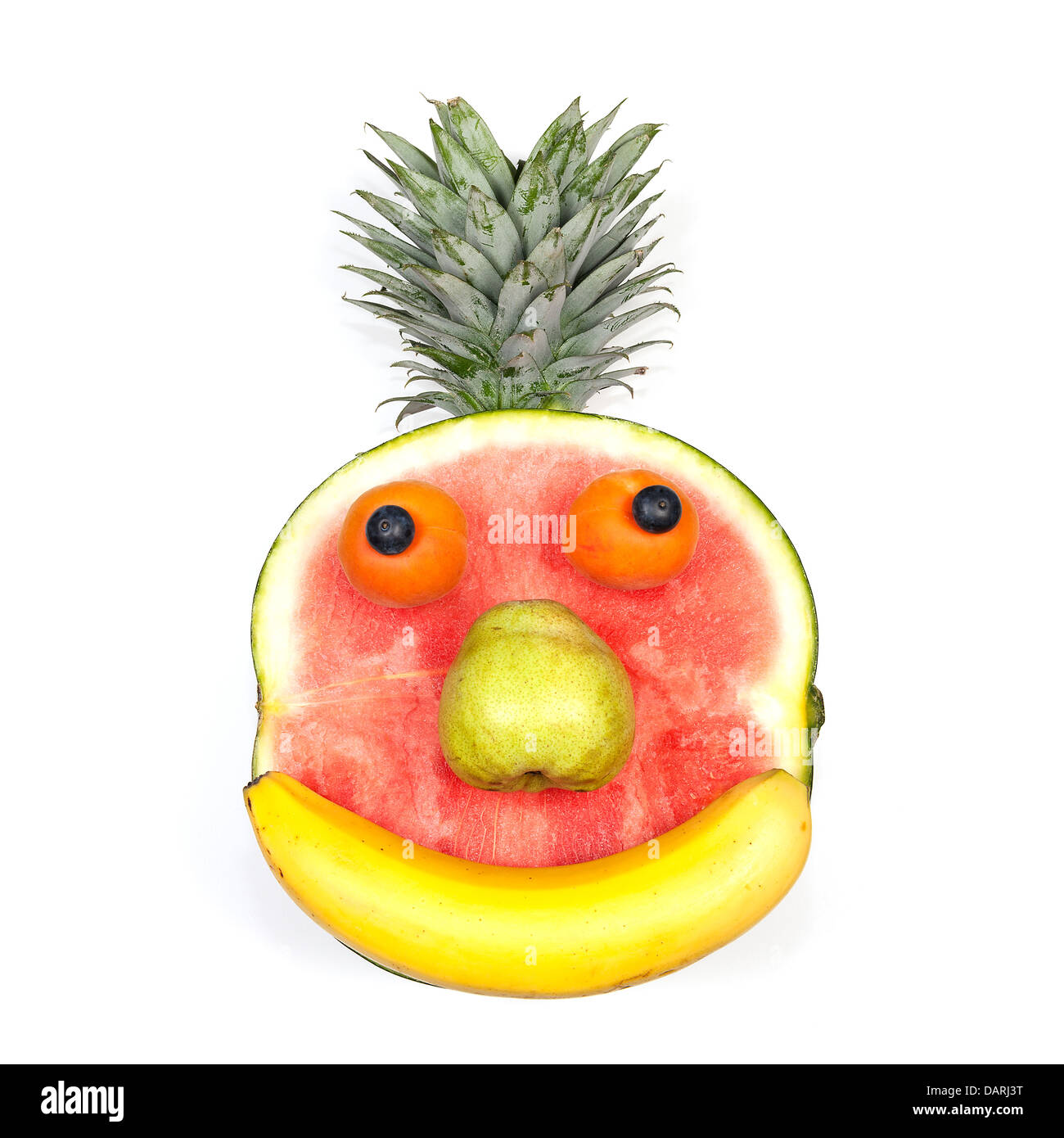 Funny fruit isolé face over white background Banque D'Images