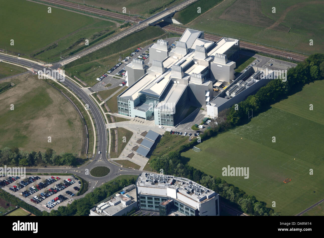 Vue aérienne du nouveau laboratoire de biologie moléculaire, Cambridge Banque D'Images