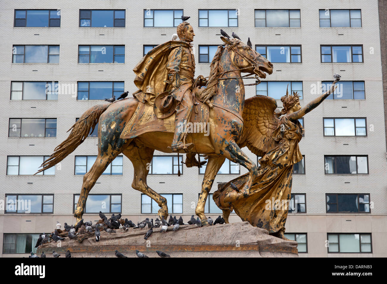 Monument général Sherman, 1903, statue équestre, Grand Army Plaza, Central Park South, Manhattan, New York City, New York, USA Banque D'Images