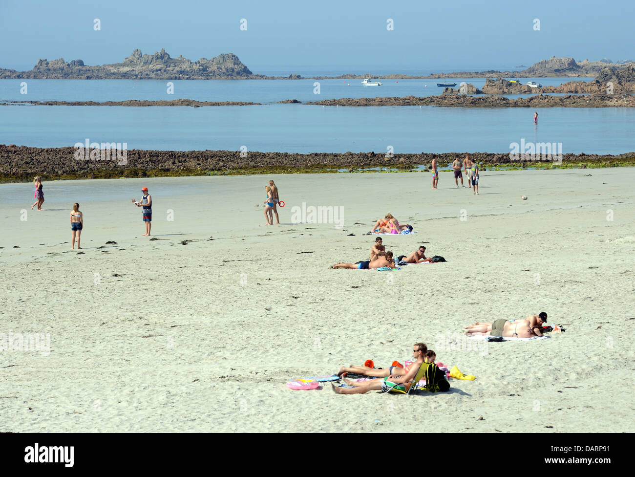 Guernesey, Cobo Bay et plage, Guernsey, Channel Islands Banque D'Images
