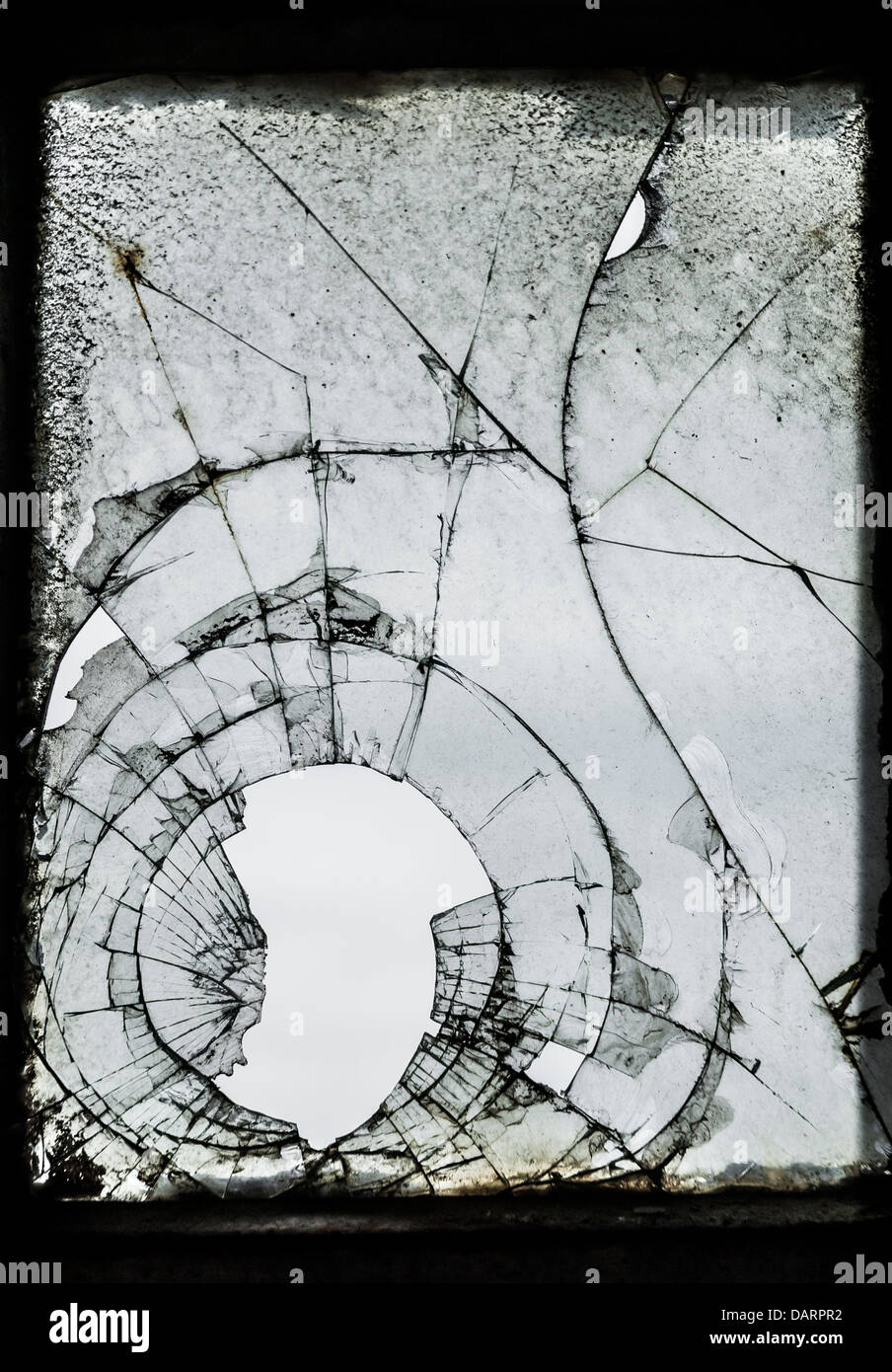 Vieux, sale fond de verre brisé. Banque D'Images