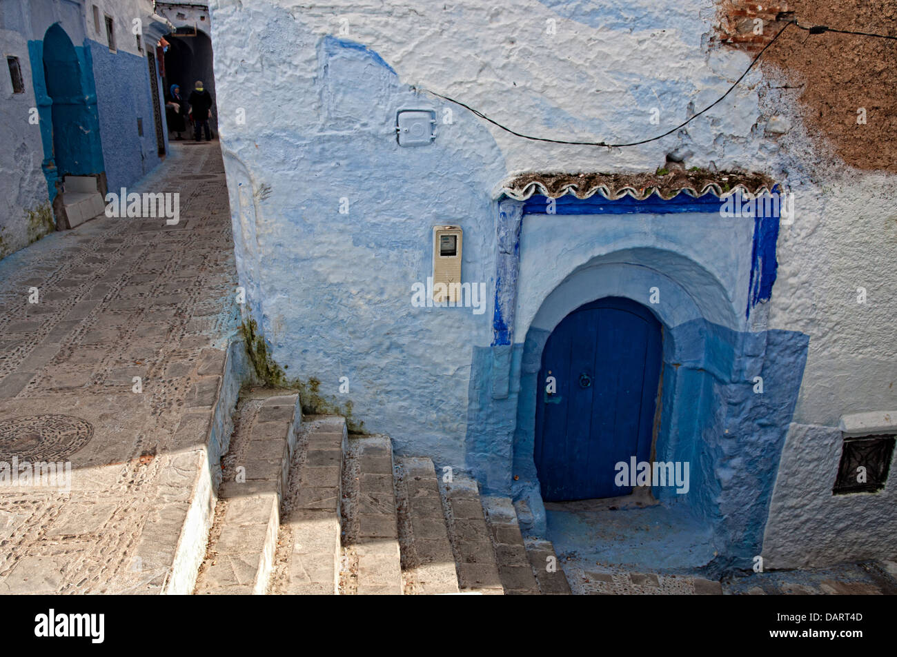 Blue maisons de la médina de Chefchaouen. Région du Rif, au Maroc Banque D'Images