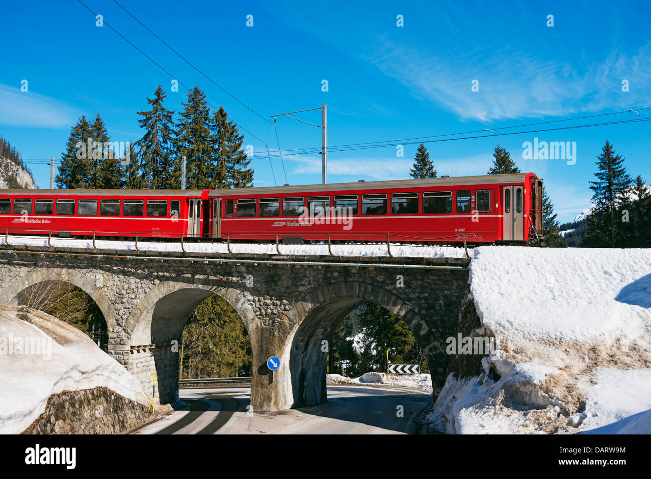 L'Europe, Suisse, Grisons, Arosa Mountain Resort, chemin de fer à voie étroite Banque D'Images