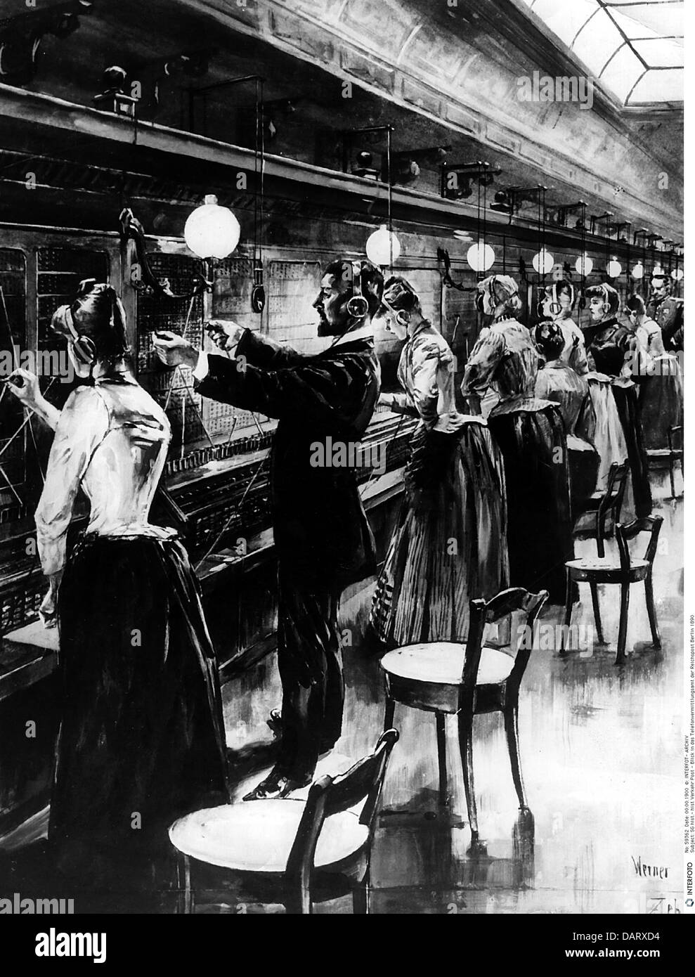 Courrier / poste, central téléphonique, Reichspast allemand, Berlin, 1890, droits supplémentaires-Clearences-non disponible Banque D'Images