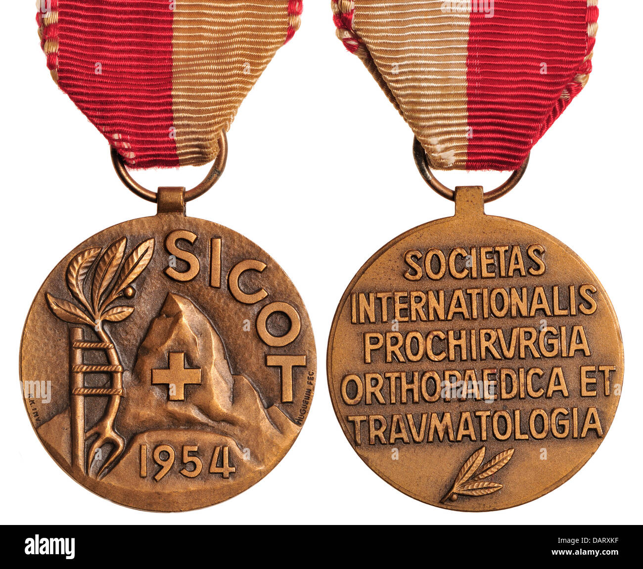 SICOT Médaille - Société Internationale de chirurgie orthopédique et traumatologie. La commémoration de 1954 Conférence tenue à Berne Banque D'Images
