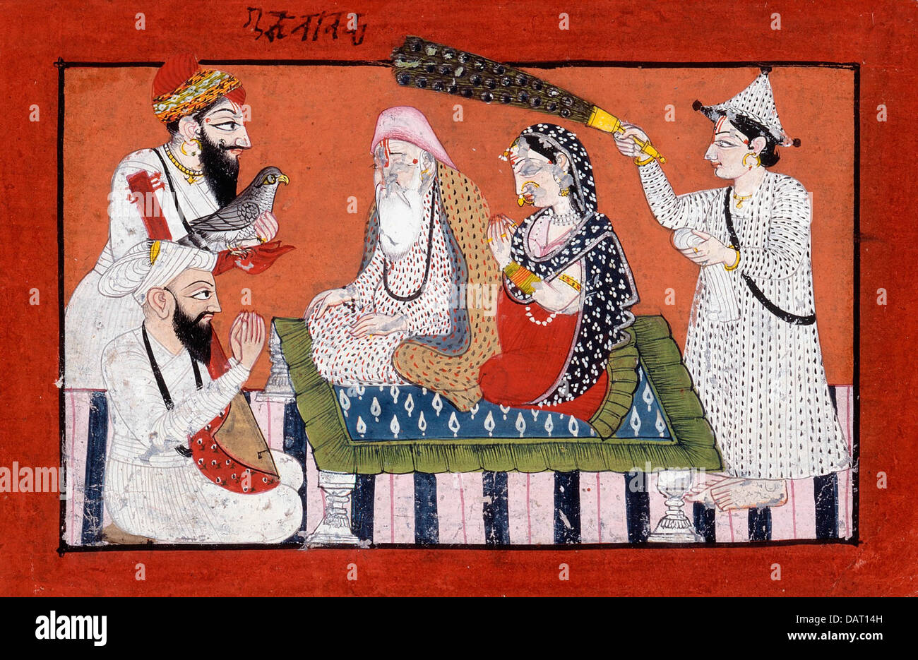 Une rencontre imaginaire entre le gourou Nanak et Gobind Singh M.75.114.2 Banque D'Images