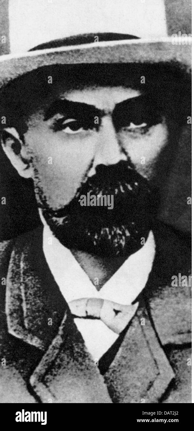 Plekhanov, Georgi Valentinovich, 22.4.1870 - 30.5.1918, réformateur social russe, fondateur du marxisme russe, portrait avec chapeau, 1910s, Banque D'Images