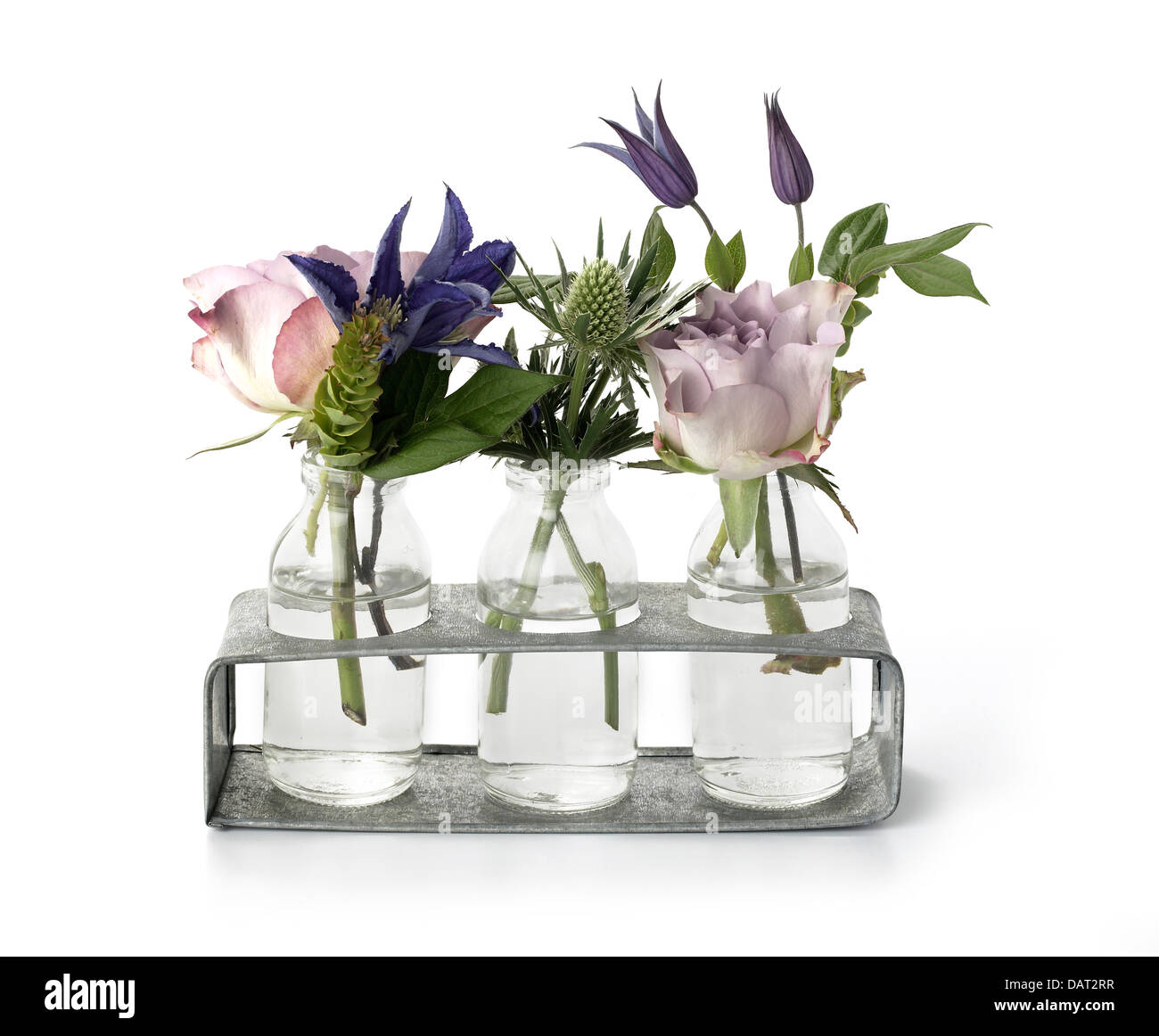Des fleurs dans des vases tubes à essai Banque D'Images