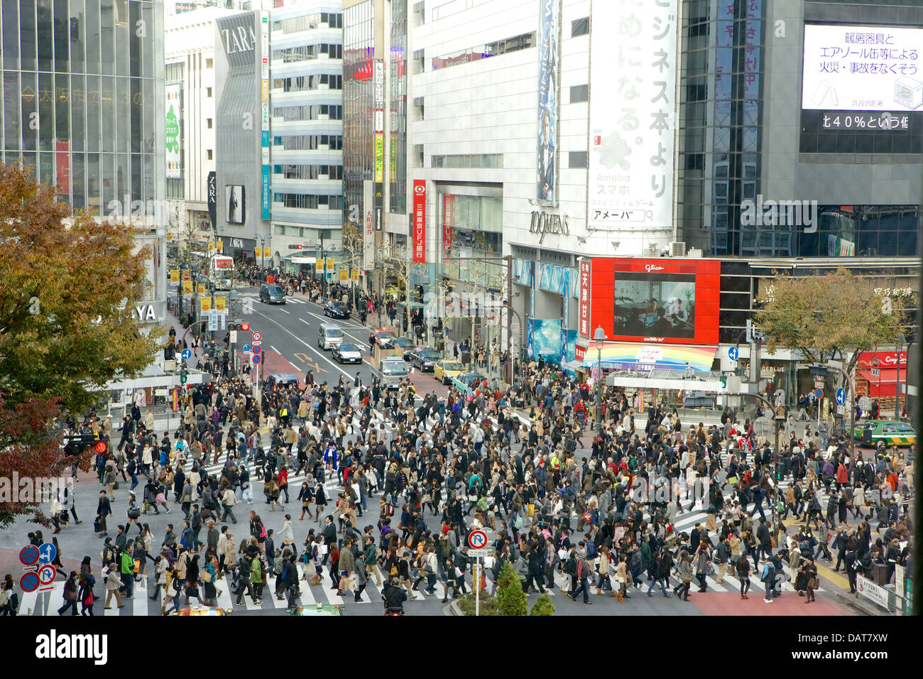 Croisement de Shibuya, les piétons traversant street, Tokyo Japon Banque D'Images