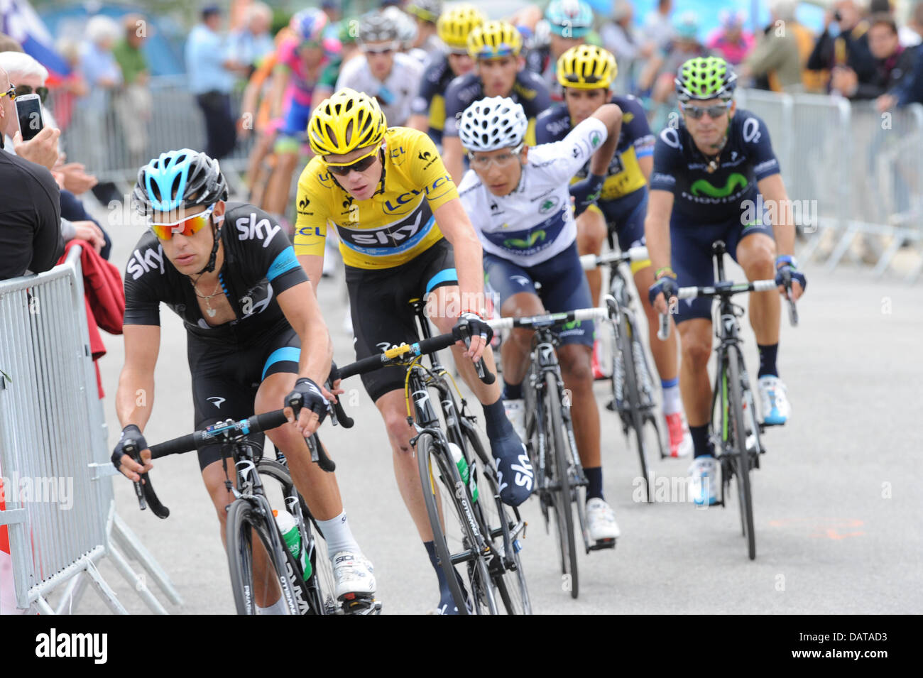 18.07.2013. Gap - L'Alpe d'Huez. 2013 Tour de France à vélo. Sky 2013, Richie Porte, Christopher Froome, L'Alpe d'Huez Banque D'Images