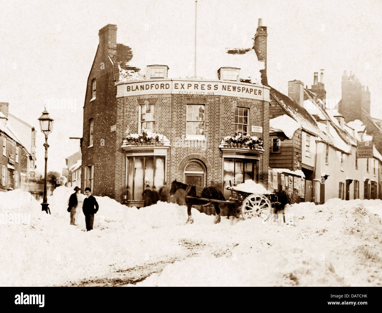 Blandford Forum Express Newspaper Office début des années 1900 Banque D'Images