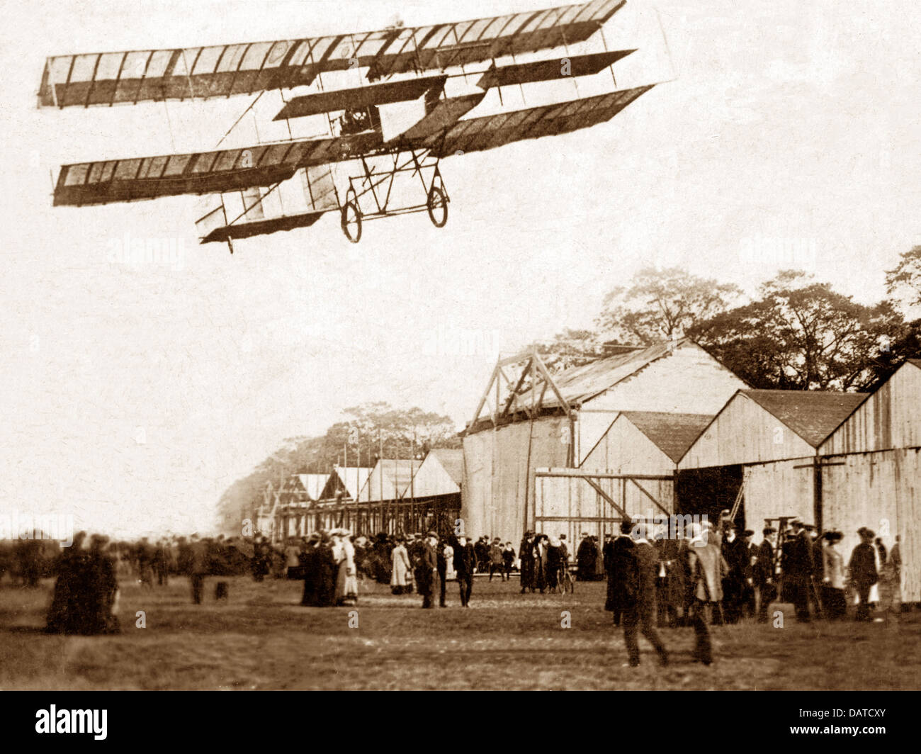 Doncaster biplan aérodrome début des années 1900 Banque D'Images