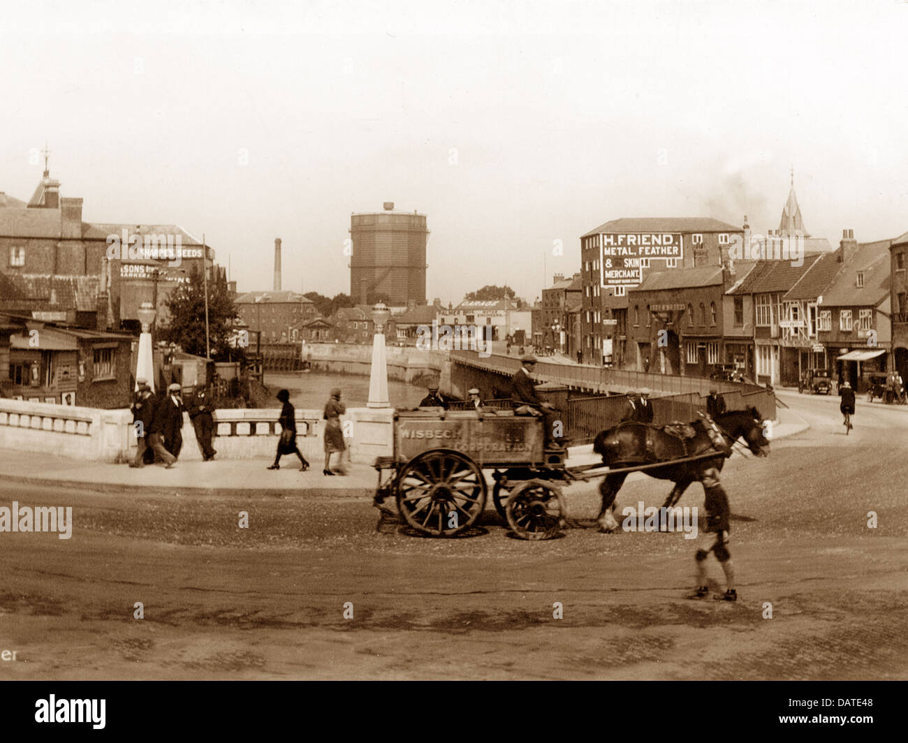 Wisbech Nene Quay et nouveau pont début des années 1900 Banque D'Images