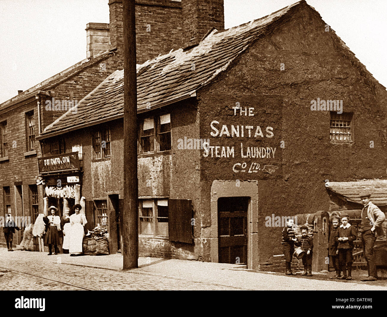 Bramley Blanchisserie à vapeur au début des années 1900 Banque D'Images
