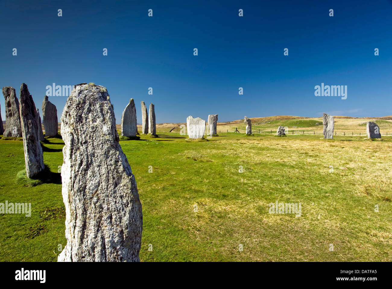 Callanish standing stone circle, Callanish, Isle Of Lewis, Hébrides extérieures, en Écosse, au Royaume-Uni. Banque D'Images