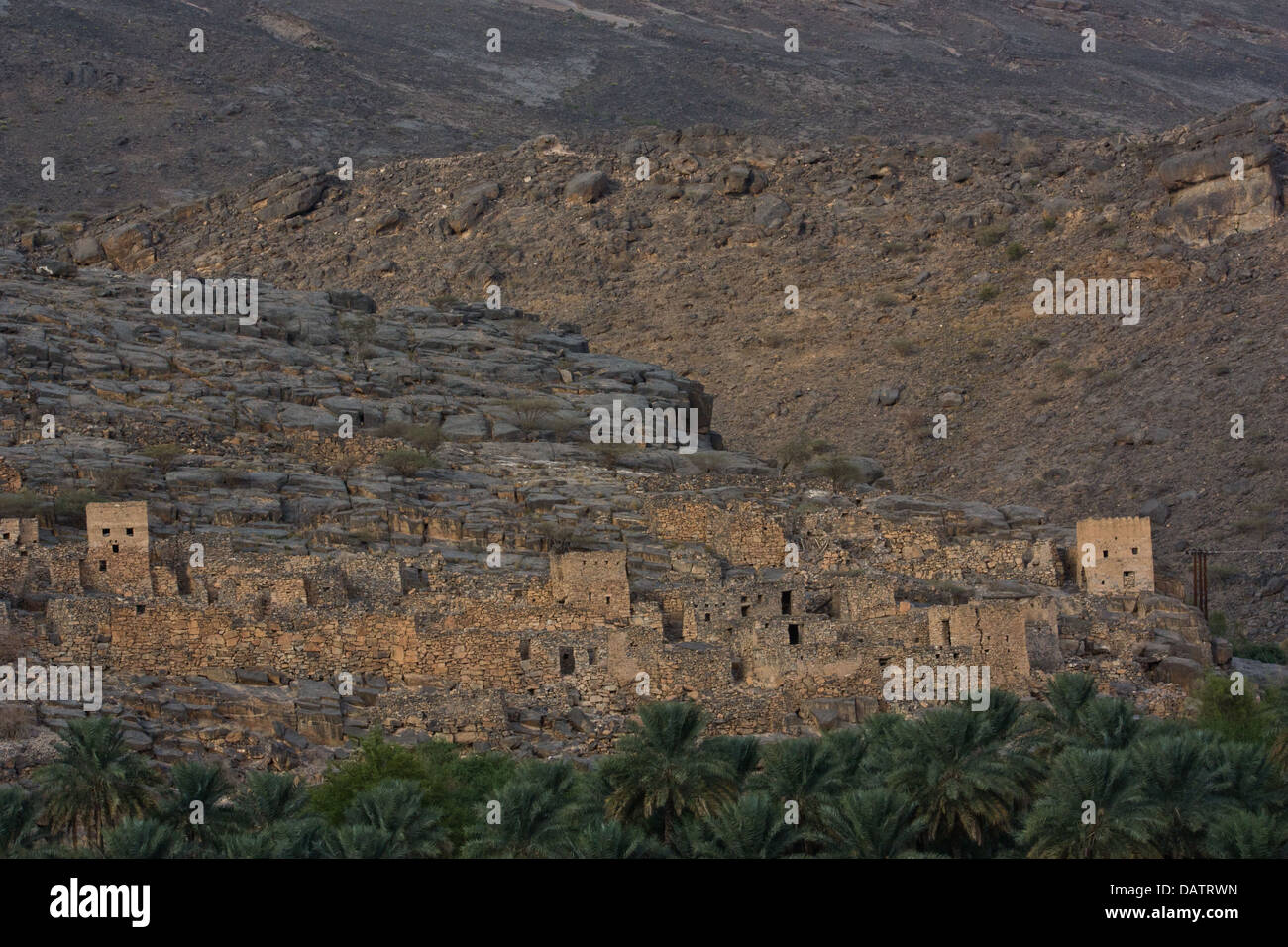 In Misfat al Abryyin, Oman, village abandonné, Banque D'Images