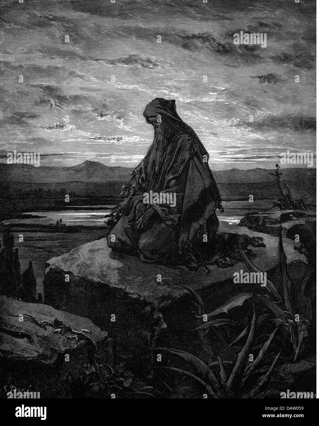 La religion, scènes bibliques, "Isaïe", gravure sur bois de la Bible par Gustave Doré, 1866, l'artiste n'a pas d'auteur pour être effacé Banque D'Images