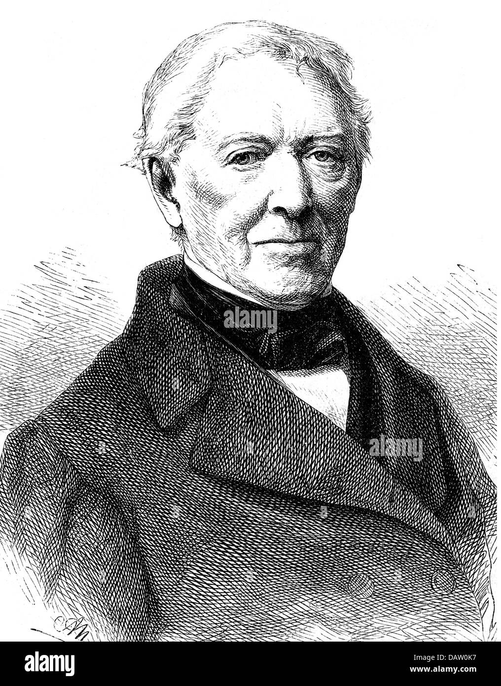 Raumer, Friedrich von, 14.5.1781 - 14.6.1873, historien allemand, professeur de science politique et d'histoire, député à l'Assemblée nationale de Francfort 1848/1849, portrait, gravure en bois par Adolf Neumann, XIXe siècle, Banque D'Images