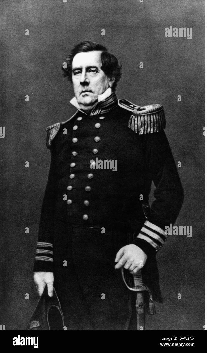 Perry, Matthew Calbraith, 10.4.1794 - 4.3.1858, officier de marine américain, demi-longueur en uniforme de marine, rang d'un commodore, basé sur la photographie de Matthew Brady, États-Unis, vers 1855, Banque D'Images