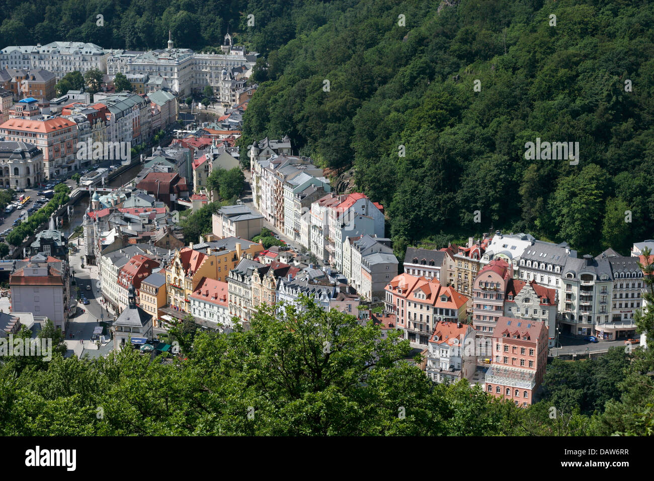 Vue panoramique de Karlovy Vary, République tchèque d'en haut Banque D'Images