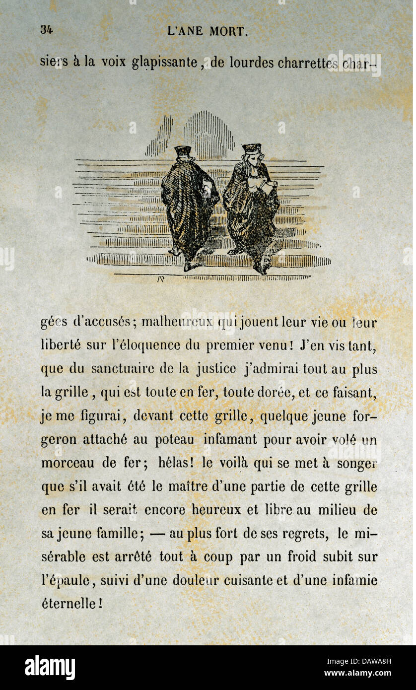 juge, vignette de Paul Gavarni, à l'âne mort de J. Janvin, imprimé par E. Bourdin, Paris, 1842, droits additionnels-Clearences-non disponible Banque D'Images