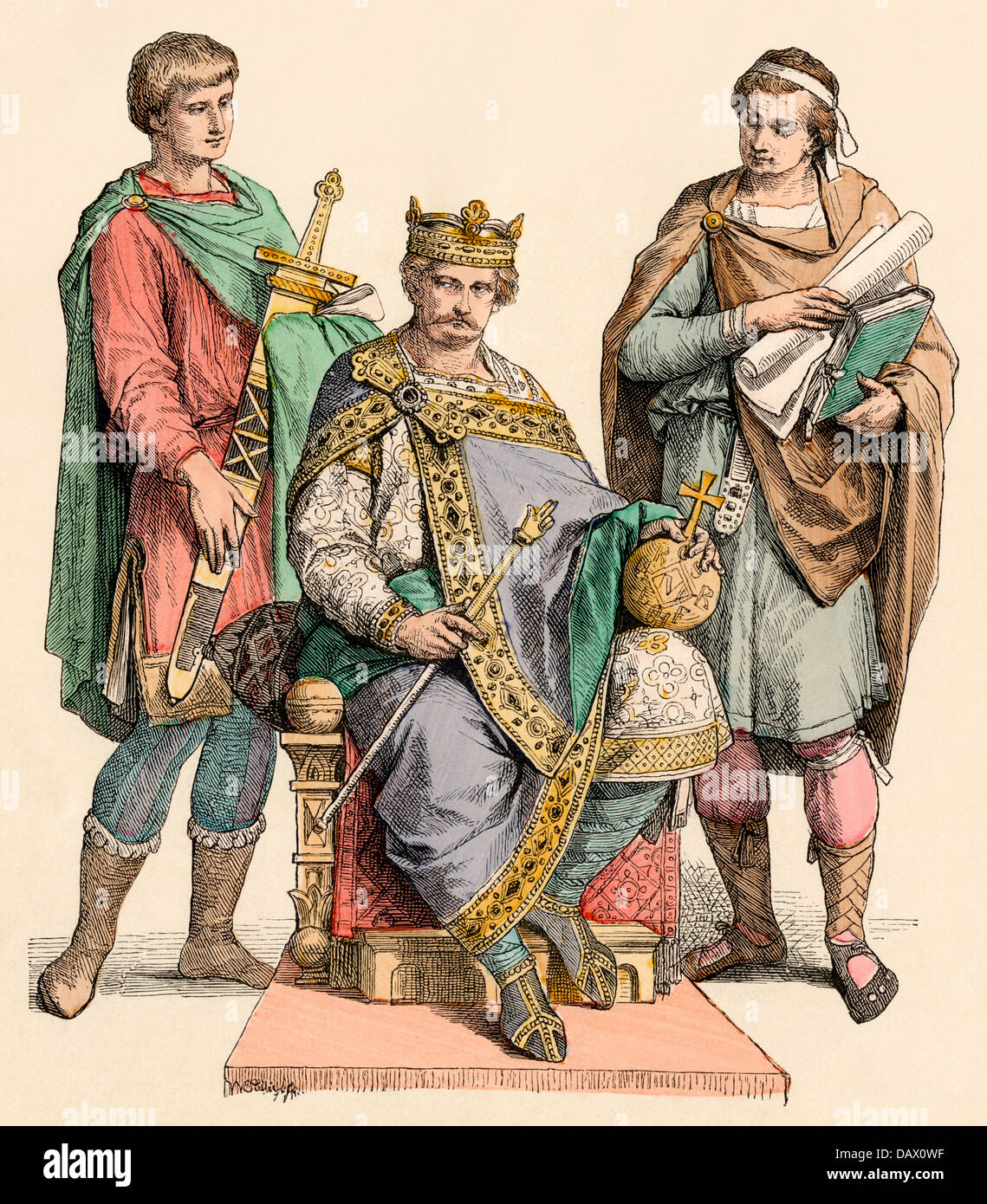 Charles le Chauve, empereur romain et roi des Francs de l'Ouest, années 800 A.D. La Main, imprimer Banque D'Images