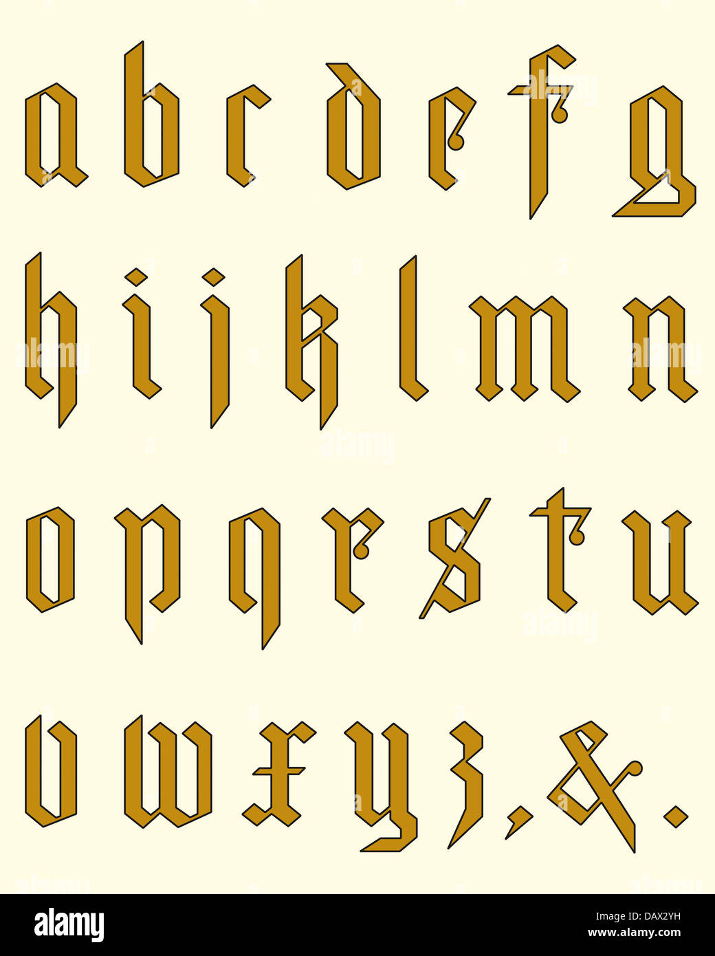 Alphabet classique gothique Banque D'Images