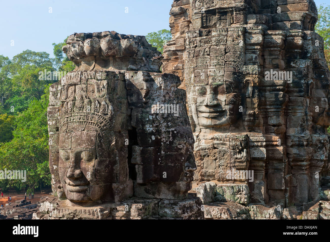 Visages de temple Bayon, Angkor, Cambodge Banque D'Images